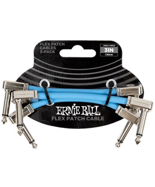 Cables de Parcheo Ernie Ball Flex Patch 6459 Azul Angulado/Angulado 3 piezas 7.62cm