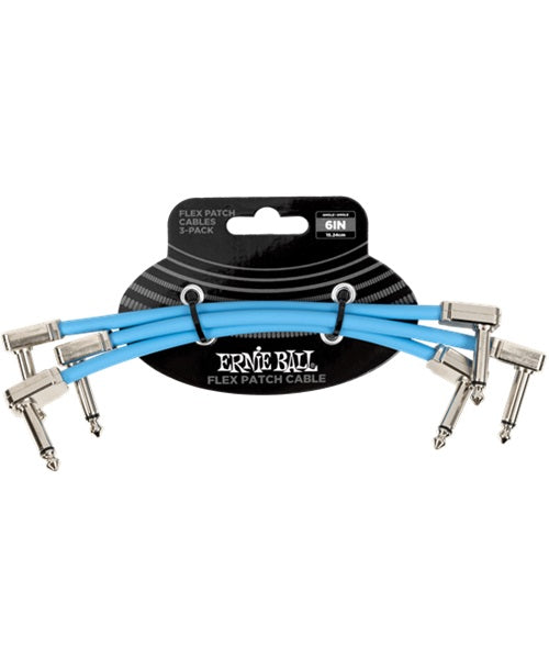 Cables de Parcheo Ernie Ball Flex Patch 6460 Azul Angulado/Angulado 3 piezas 15.24cm