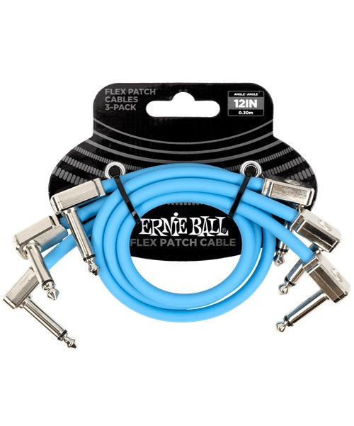 Cables de Parcheo Ernie Ball Flex Patch 6461 Azul Angulado/Angulado 3 piezas 30cm