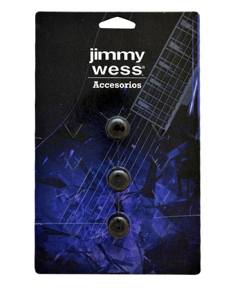 Botones Jimmy Wess SGGK-31BK-CK Metal Negro para Guitarra Eléctrica (3 pzas)