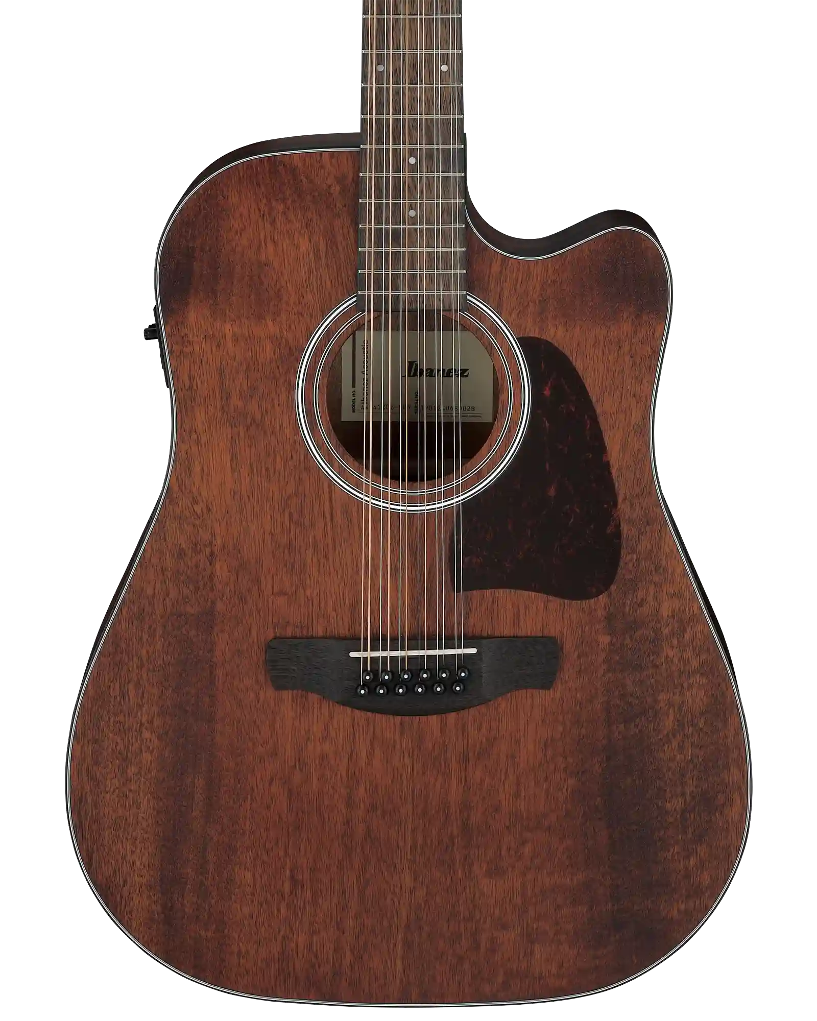 (Detalle en el tacon) Guitarra Electroacústica Ibanez Artwood AW5412CE-OPN de 12 Cuerdas