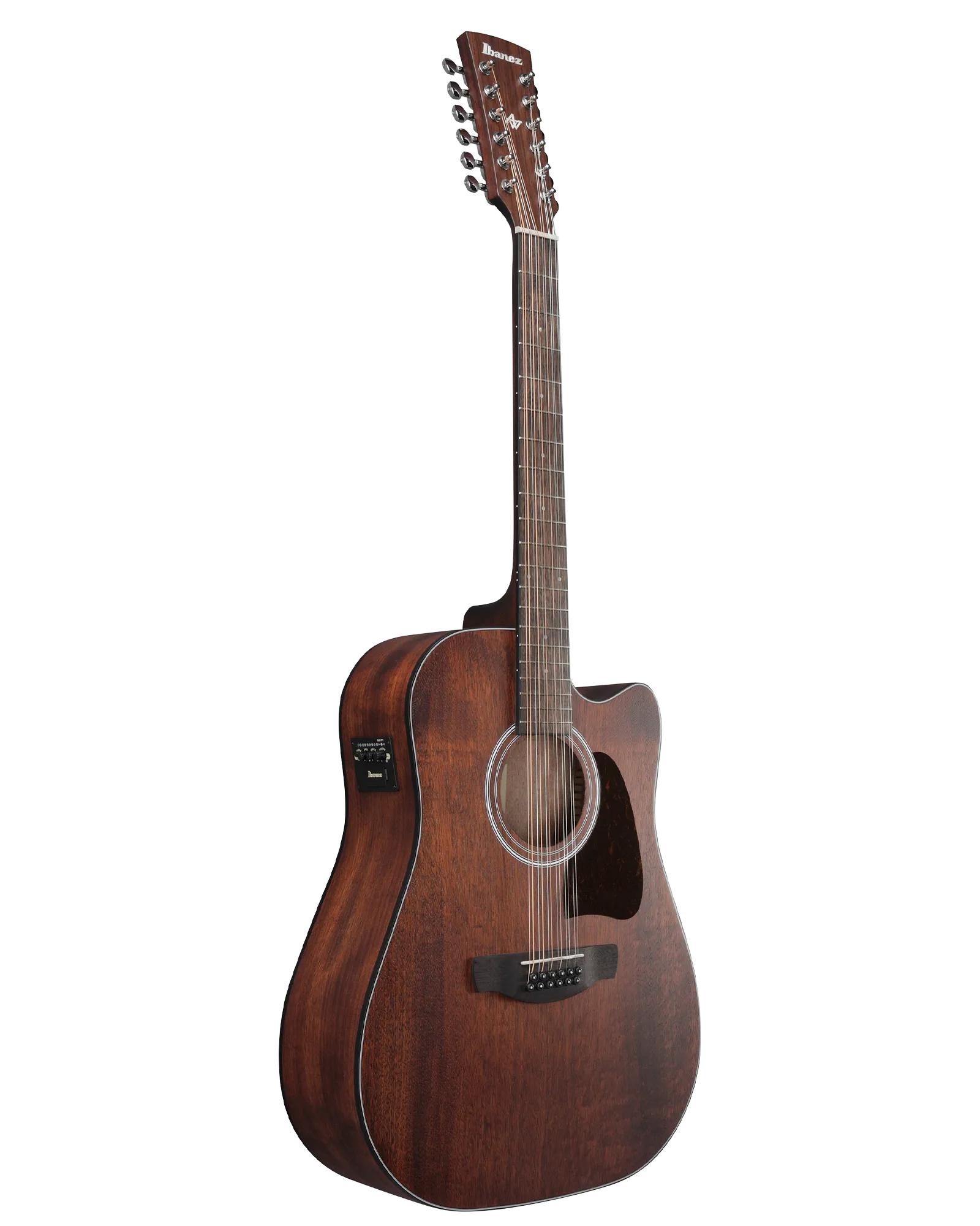 (Detalle en el tacon) Guitarra Electroacústica Ibanez Artwood AW5412CE-OPN de 12 Cuerdas