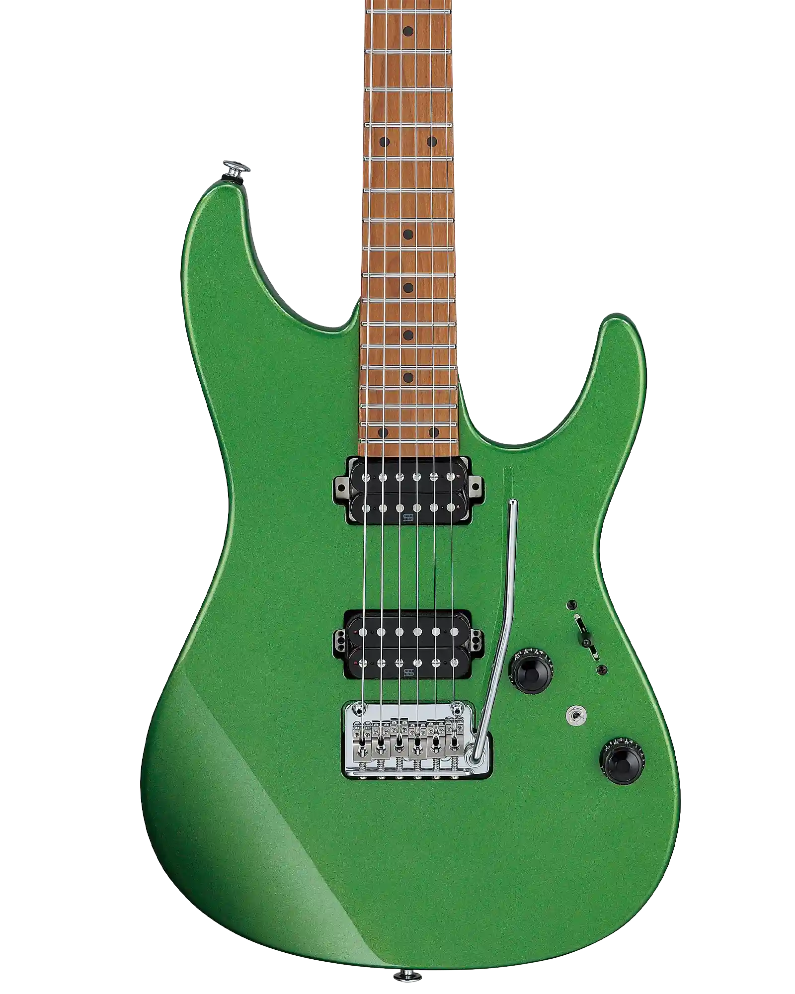 Exclusiva en Veerkamp Online Ibanez Guitarra Eléctrica Verde Manzana Metálico AZ2402-AGM con Estuche, Serie AZ Prestige