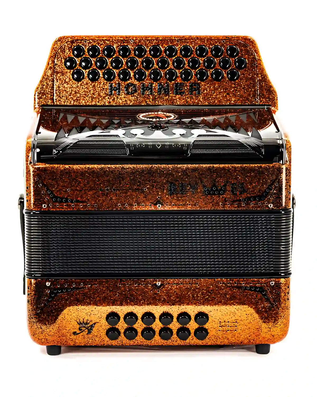 Acordeón Diatónico Hohner A6500-11 Anacleto Rey Especial Fa-Sib-Mib Cobre Brillante con Estuche