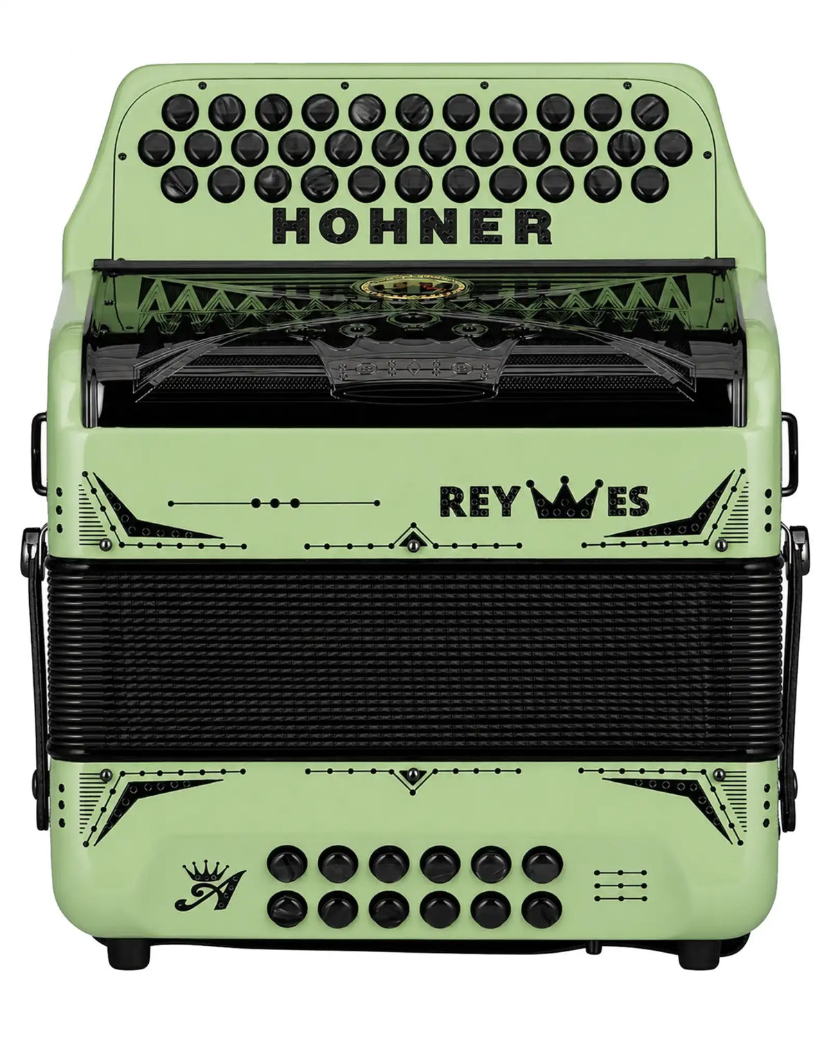 Acordeón Diatónico Hohner A6500-36 Anacleto Rey Especial I Fa-Sib-Mib Verde Olivo con Estuche