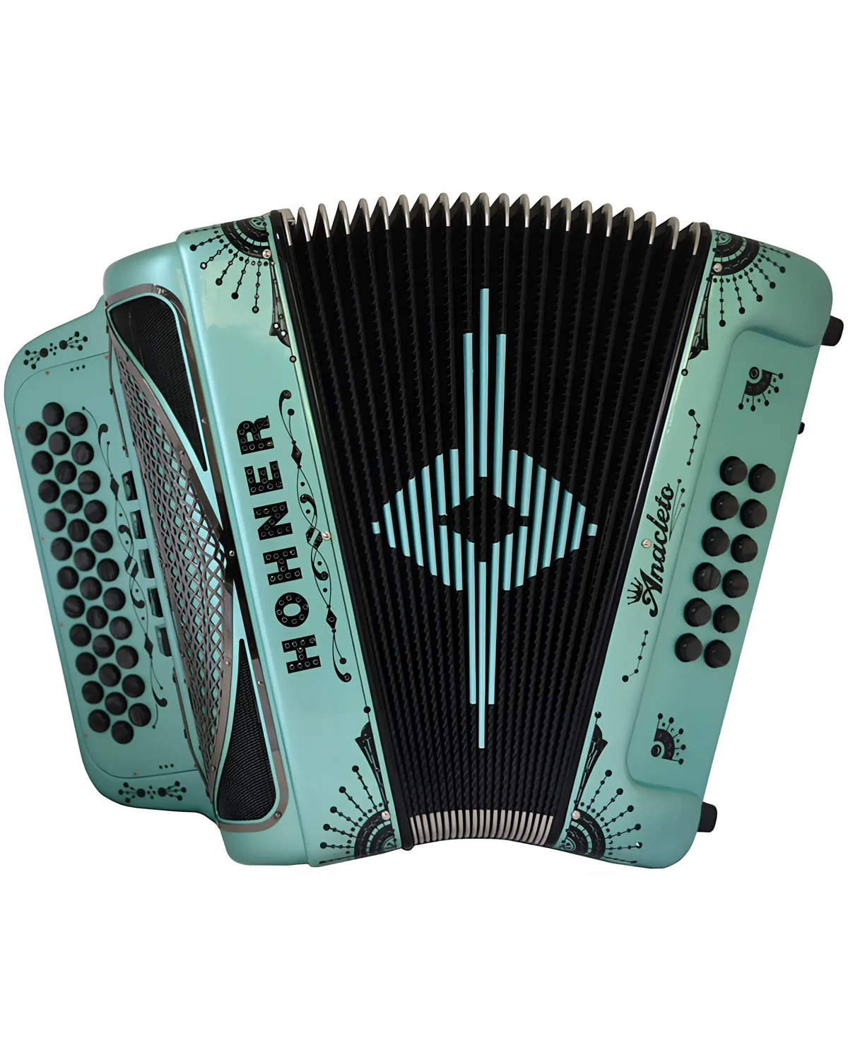 Acordeón Diatónico Hohner A9700-FBBEB-LTGR Anacleto Norteño Fa-Sib-Mib Verde Claro con Estuche