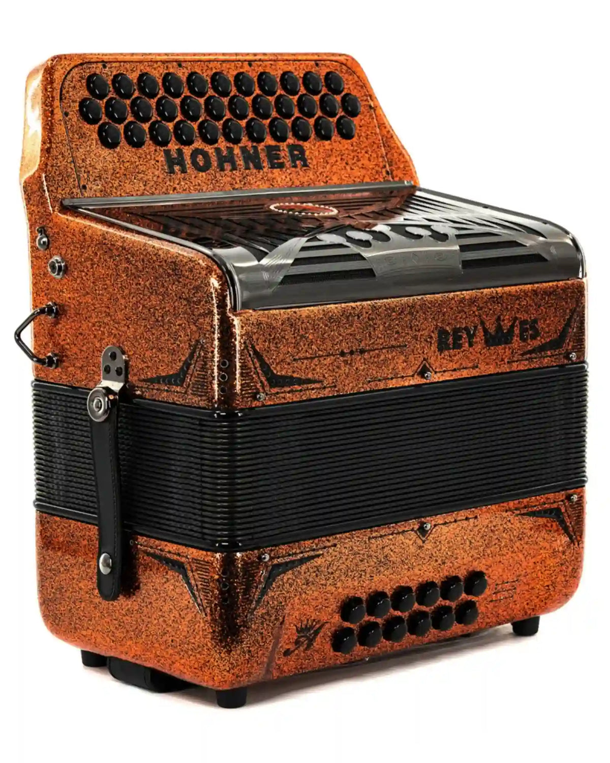 Acordeón Diatónico Hohner A6500-11 Anacleto Rey Especial Fa-Sib-Mib Cobre Brillante con Estuche