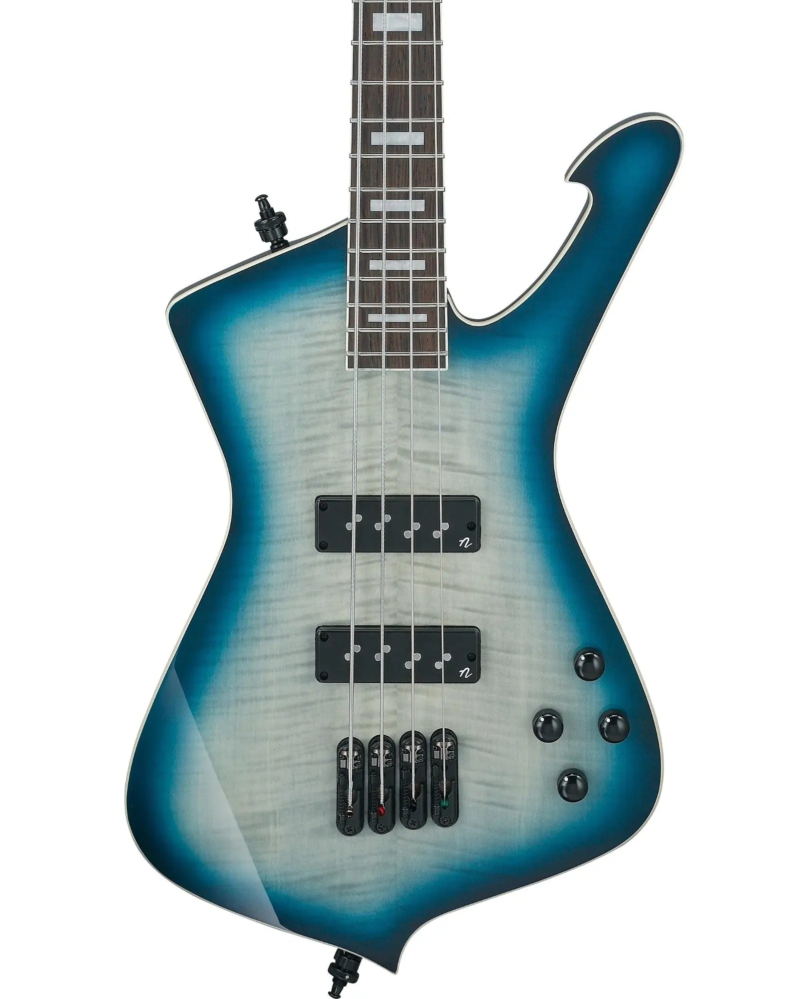 Bajo Eléctrico Ibanez Iceman ICB720FM-CBS Entintado Blanco/Sombreado Azul Negro con Funda
