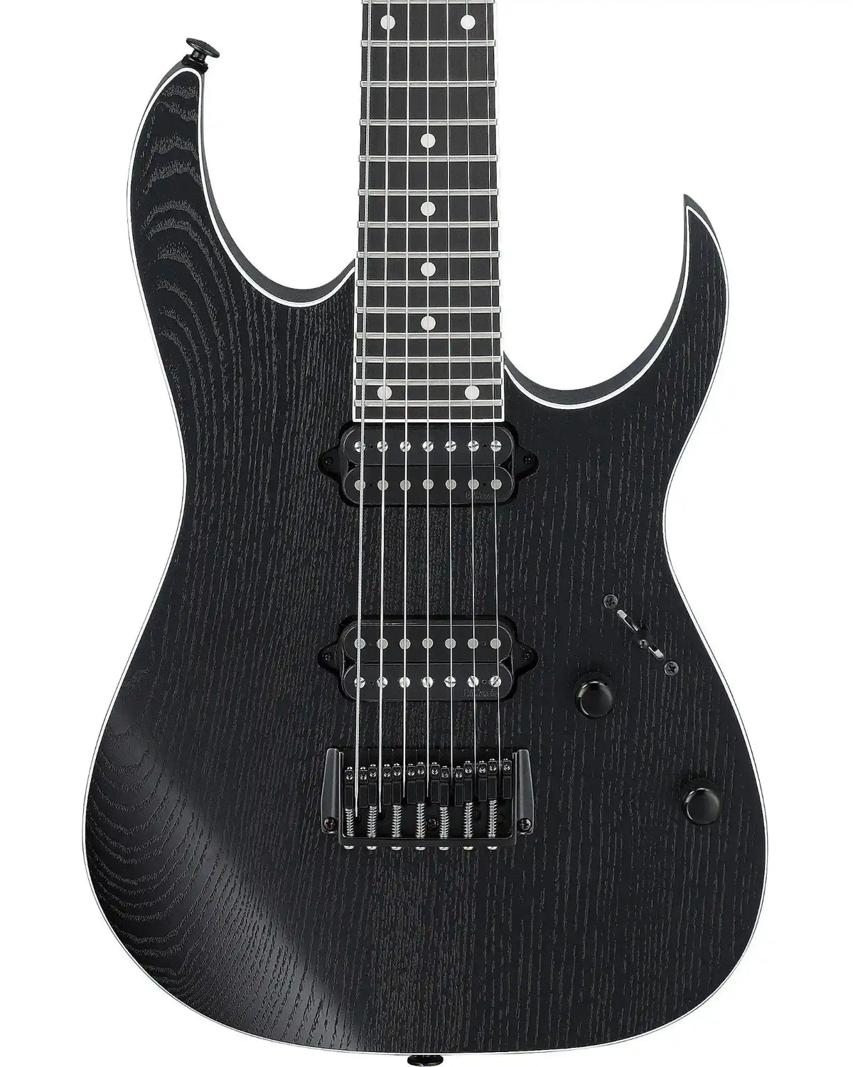 Guitarra Eléctrica Ibanez Prestige RGR762AHBF-WK Negro Erosionado con Estuche de 7 Cuerdas