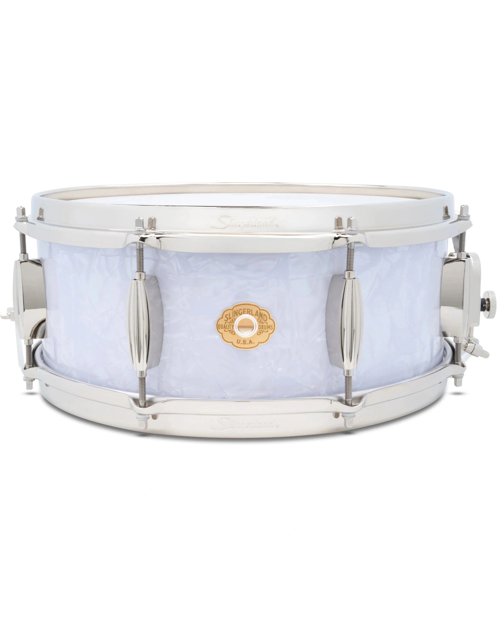 Tarola Slingerland SLFP5514SSK016 Radio King 5.5"x14" Blanco Aperlado, Caoba