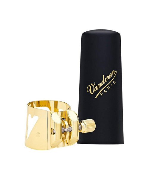 Abrazadera y Tapaboquilla Vandoren "Optimum" LC06P para Saxofón Soprano-Dorada