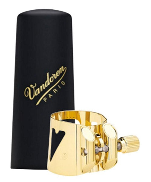 Abrazadera y Tapaboquilla Vandoren Optimum LC08P para Saxofón Tenor-Dorada