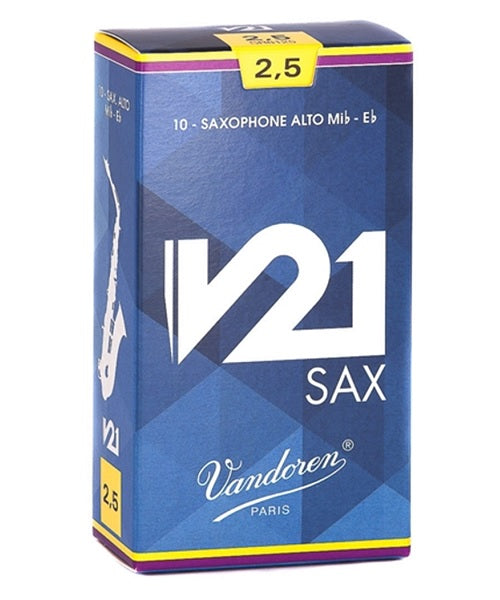 Caña Vandoren "V21" SR8125(10) para Saxofón Alto 2 1/2-Caja de 10 piezas