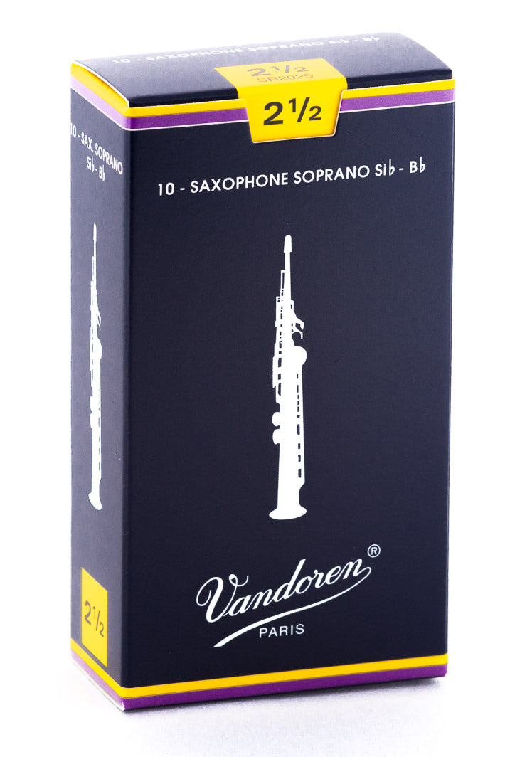 Caña Vandoren Tradicional para Saxofón Soprano 2 1/2 - Caja de 10 Piezas