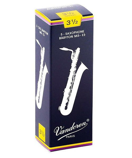 Caña Vandoren Tradicional SR2435(5) para Saxofón Barítono Mi Bemol 3 1/2-Caja de 5 Piezas