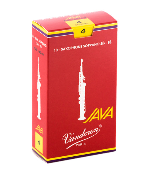 Caña Vandoren JAVA "Filed-Red Cut" SR304R(10) para Saxofón Soprano 4-Caja de 10 Piezas