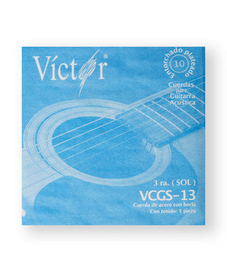 Víctor Cuerda 13(10) para Guitarra Acústica, 3a, Cobre con Borla