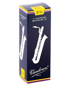 Vandoren Caña Tradicionales para Saxofón Barítono Mi Bemol 3 1/2, SR2435(5), Caja con 5 Piezas