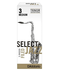 D'Addario Woodwinds (Rico) Cañas "Select Jazz" para Saxofón Tenor 3M Filed, RSF05TSX3M(5), Caja con 5 Pzas