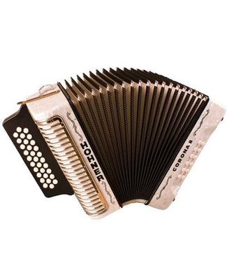 Hohner Acordeón Diatónico Sol-Do-Fa Blanco Con Funda A5622 Corona II