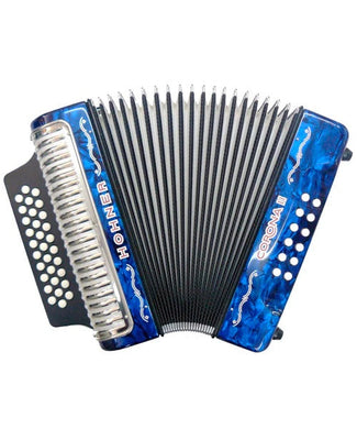 Hohner Acordeón Diatónico Sol-Do-Fa Azul Con Funda A5624 Corona II