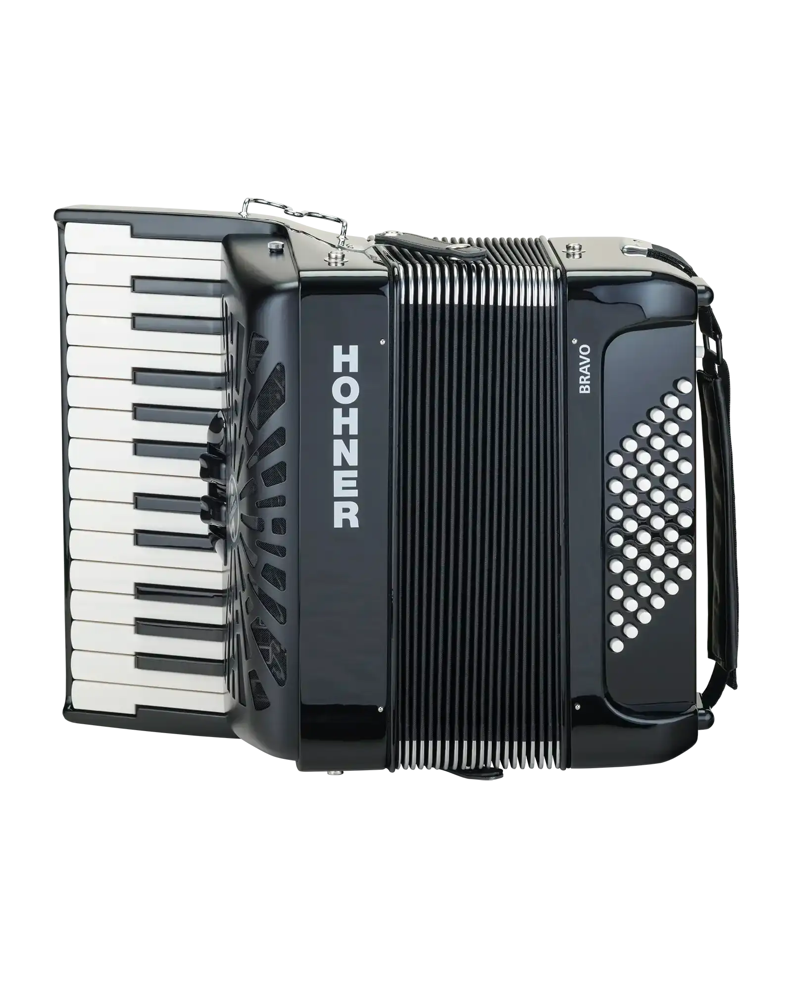 Acordeón Cromático Hohner A16522 Bravo II 48 Bajos - Negro con Funda