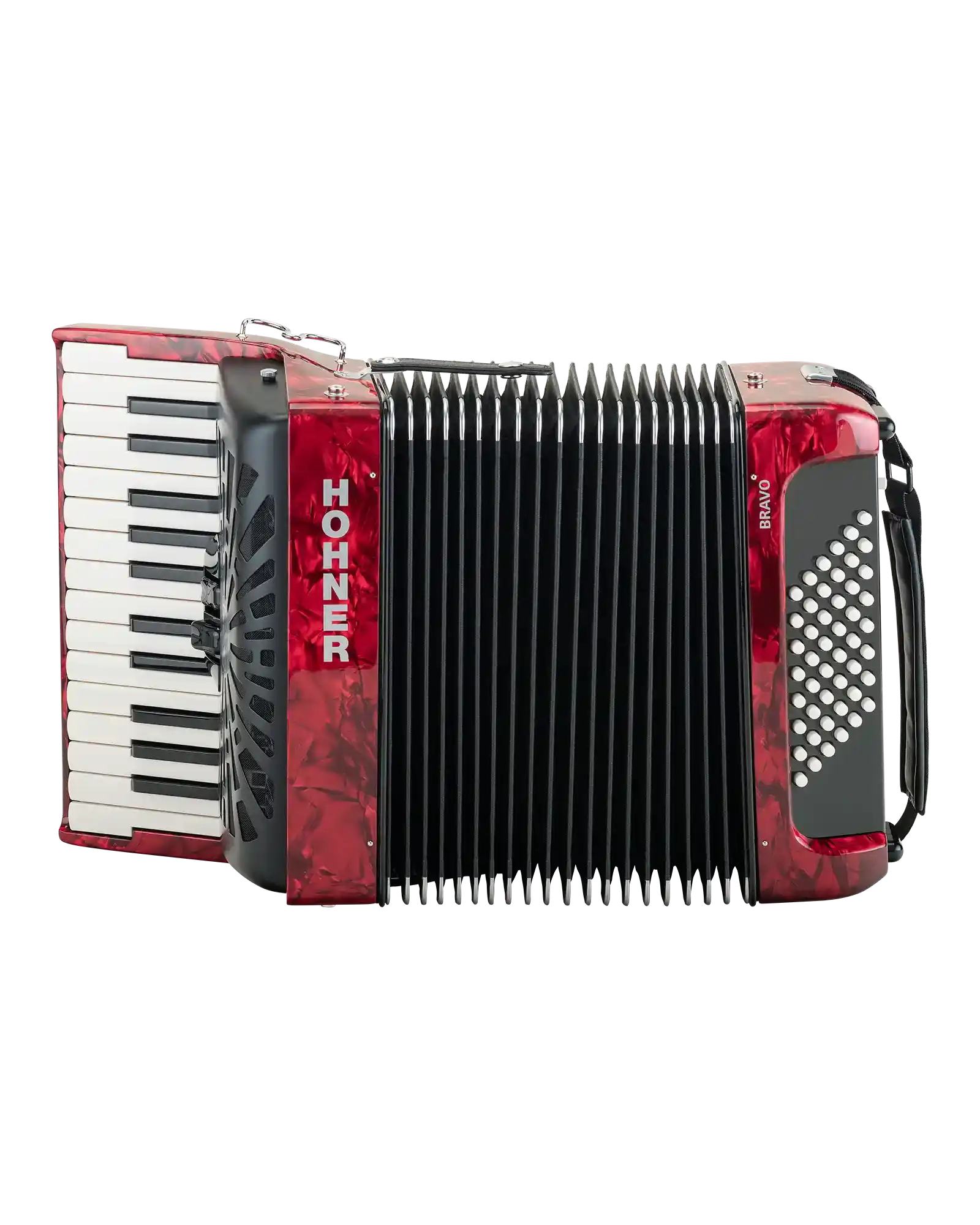 Acordeón Cromático Hohner A16532 Bravo II 48 Bajos -  Rojo con Funda