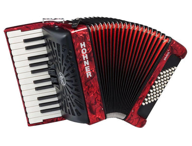 Hohner Acordeón Cromático Rojo Con Funda A16532 BRAVO II 48