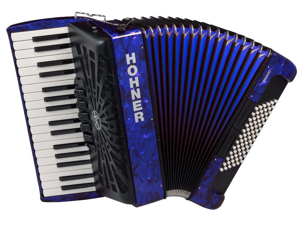 Acordeón Cromático Hohner A16642 Bravo III 72 Bajos - Azul con Funda