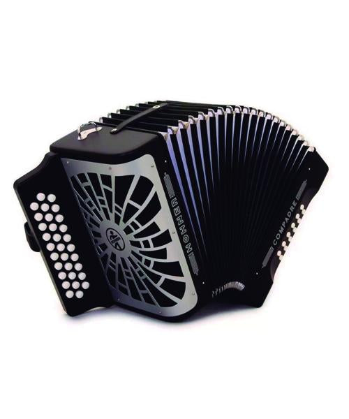 Hohner Acordeón Diatónico Sol-Do-Fa Negro Con Funda A48221 Compadre
