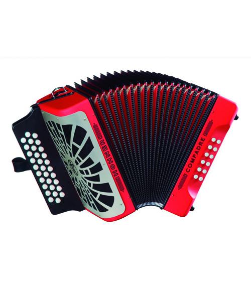 Acordeón Diatónico Hohner A48241 Compadre Sol-Do-Fa - Rojo con Funda