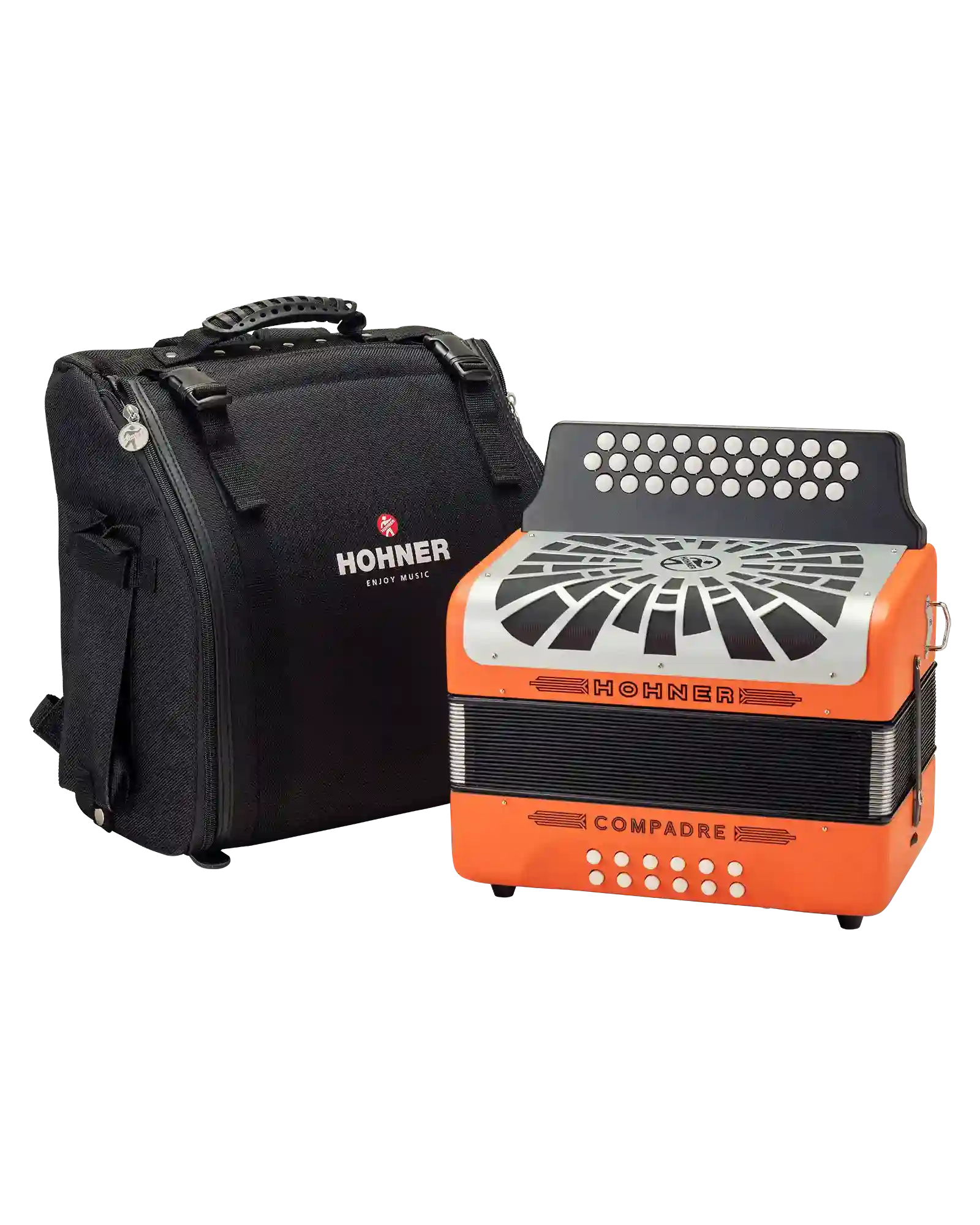 Acordeón Diatónico Hohner  A48251 Compadre  Sol-Do-Fa - Naranja con Funda