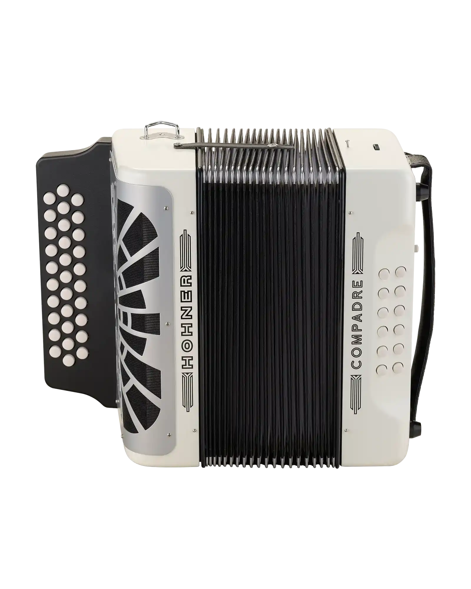 Acordeón Diatónico Hohner A48431 Compadre Fa-Sib-Mib - Blanco con Funda