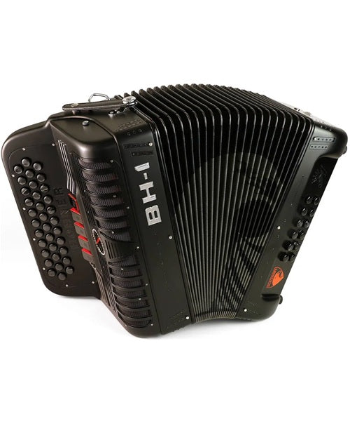 “Exclusiva en Veerkamp Online” Hohner Acordeón Diatónico Fa-Sib-Mib Negro A9970-FBBEB-BK con Estuche, Anacleto ''Black Hawk''