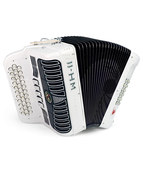 Hohner Acordeón Diatónico Fa-Sib-Mib Blanc A9971-FBBEB-WH con Estuche, Anacleto ''White Hawk''