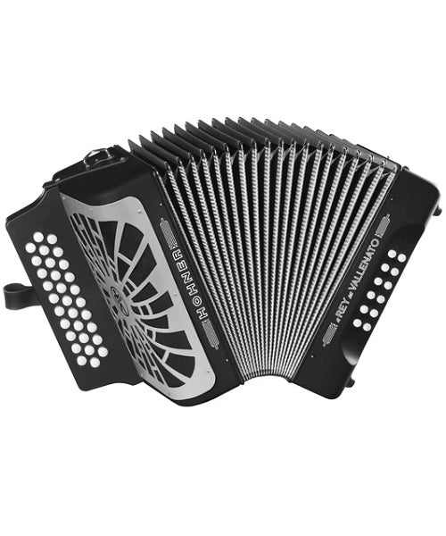 Hohner Acordeón Diatónico Sib-Mib-Lab Negro A49621 con Funda, El Rey del Vallenato