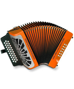 Hohner Acordeón Diatónico Sib-Mib-Lab Anaranjado A4965S con Funda, El Rey del Vallenato