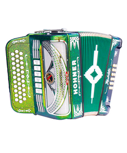 Hohner Acordeón Diatónico Fa-Sib-Mib/Mi-La-Re Verde Oscuro A8000-FBBEB/EAD-SCRB con Estuche, Anacleto ''Norteño''