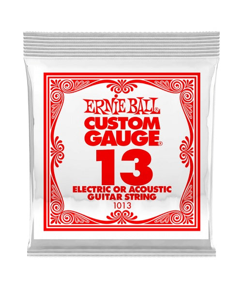 Cuerda Individual Ernie Ball Custom Gauge 1013 de Acero para Guitarra Acústica y Eléctrica .013 (6 pzas)