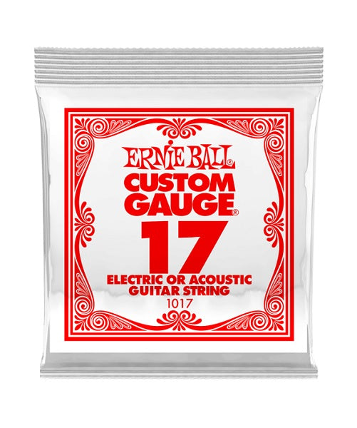 Cuerda Individual Ernie Ball Custom Gauge 1017 de Acero para Guitarra Acústica y Eléctrica .017 (6 pzas)