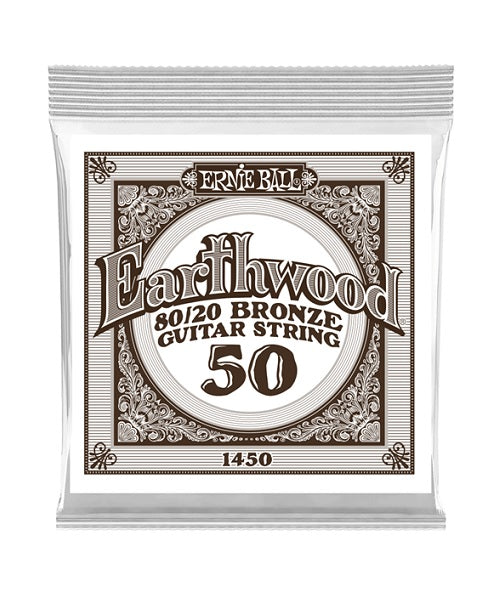 Ernie Ball Cuerda "Earthwood 80/20" 1450(6) para Guitarra Acústica, Calibre 0.050, Bronce