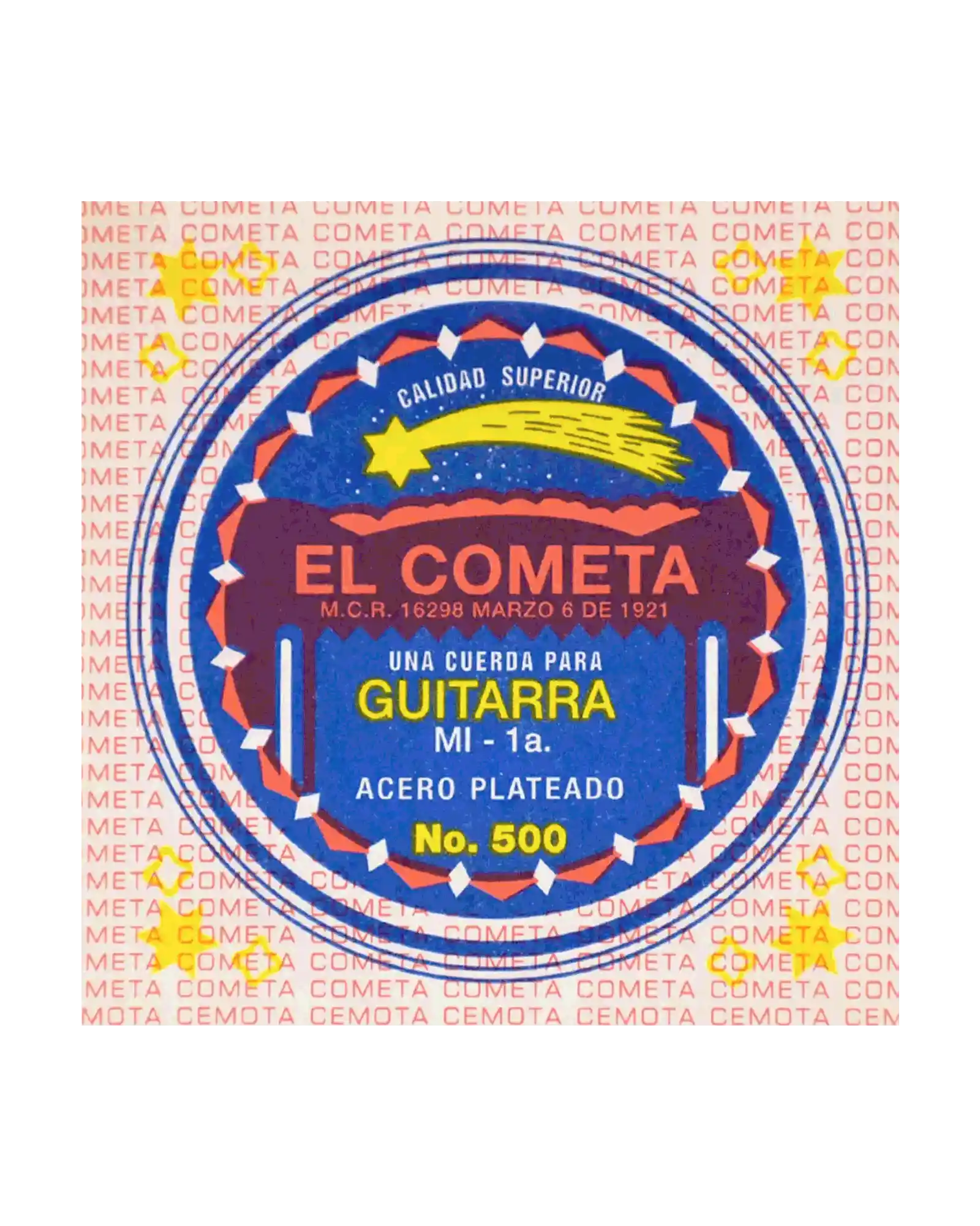 Cuerda El Cometa COGS-500-6 para Guitarra Acústica, 1ra, Acero Estañado con Borla, 6 piezas