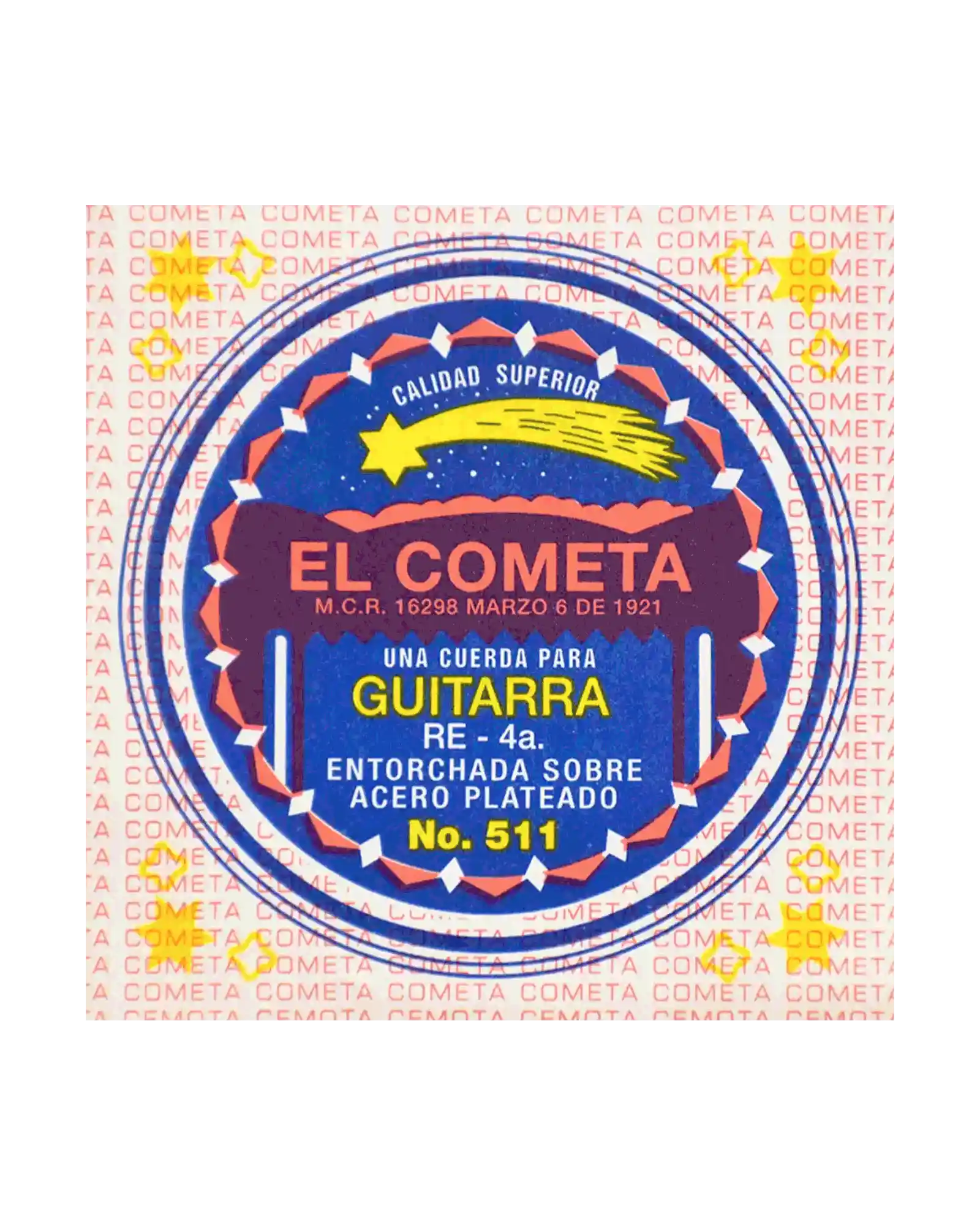 Cuerda El Cometa COGS-511-6 para Guitarra Acústica, 4a, Entorchado Cobre Plata con Borla, 6 piezas