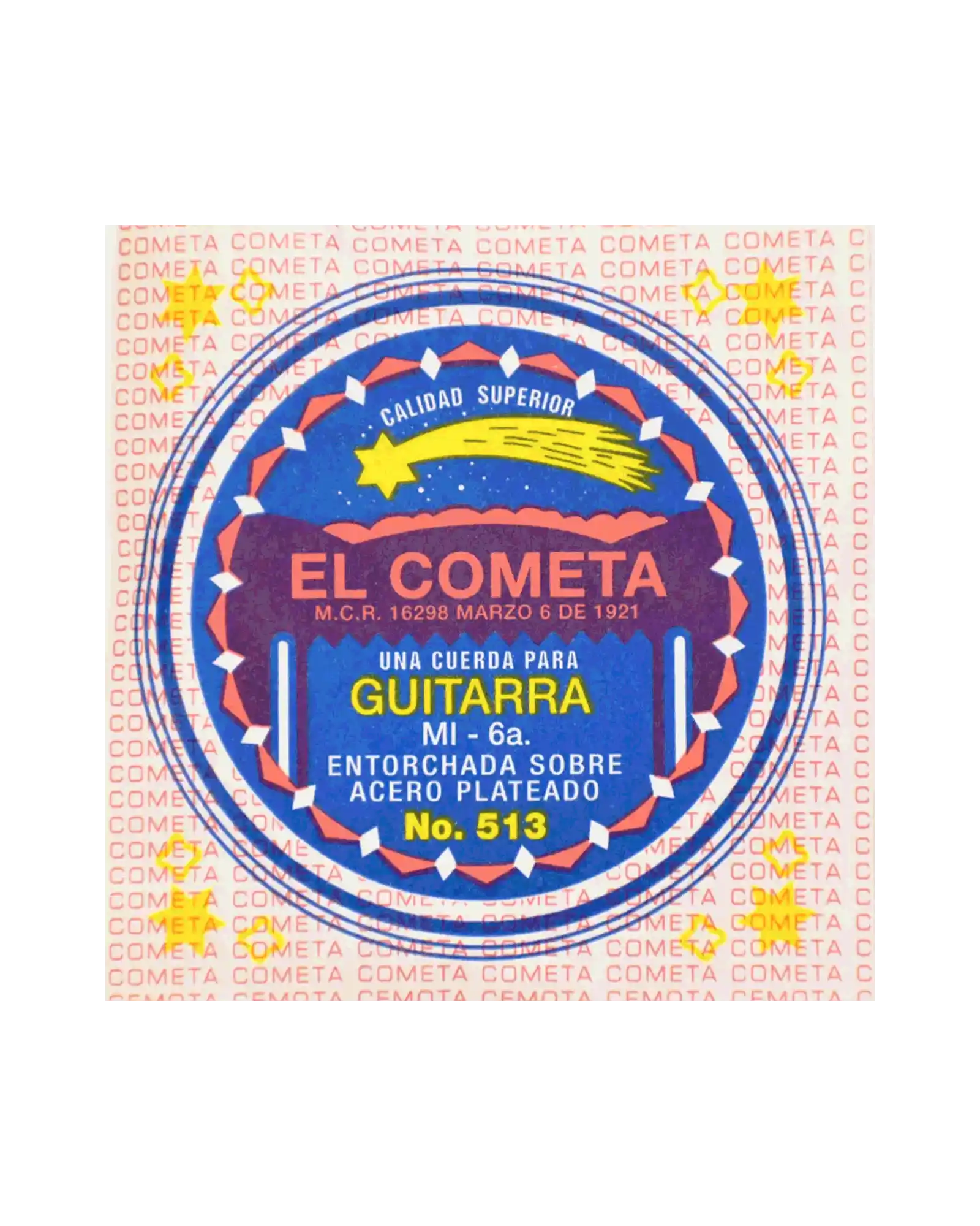Cuerda El Cometa COGS-513-6 para Guitarra Acústica, 6a, Entorchado Cobre Plata con Borla, 6 piezas