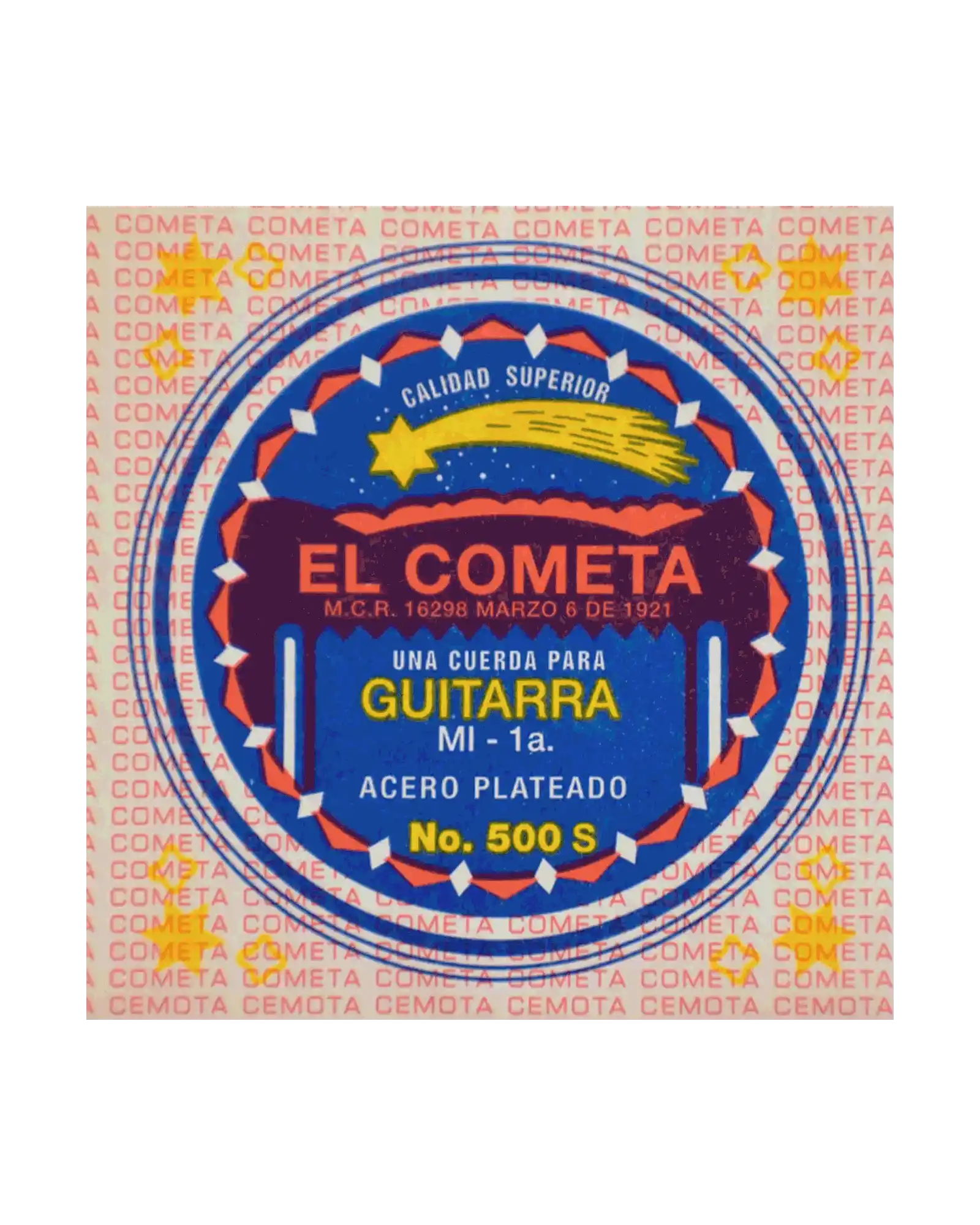 Cuerda El Cometa COGS-500S-6 para Guitarra Acústica, 1ra, Acero Estañado Sin Borla, 6 piezas
