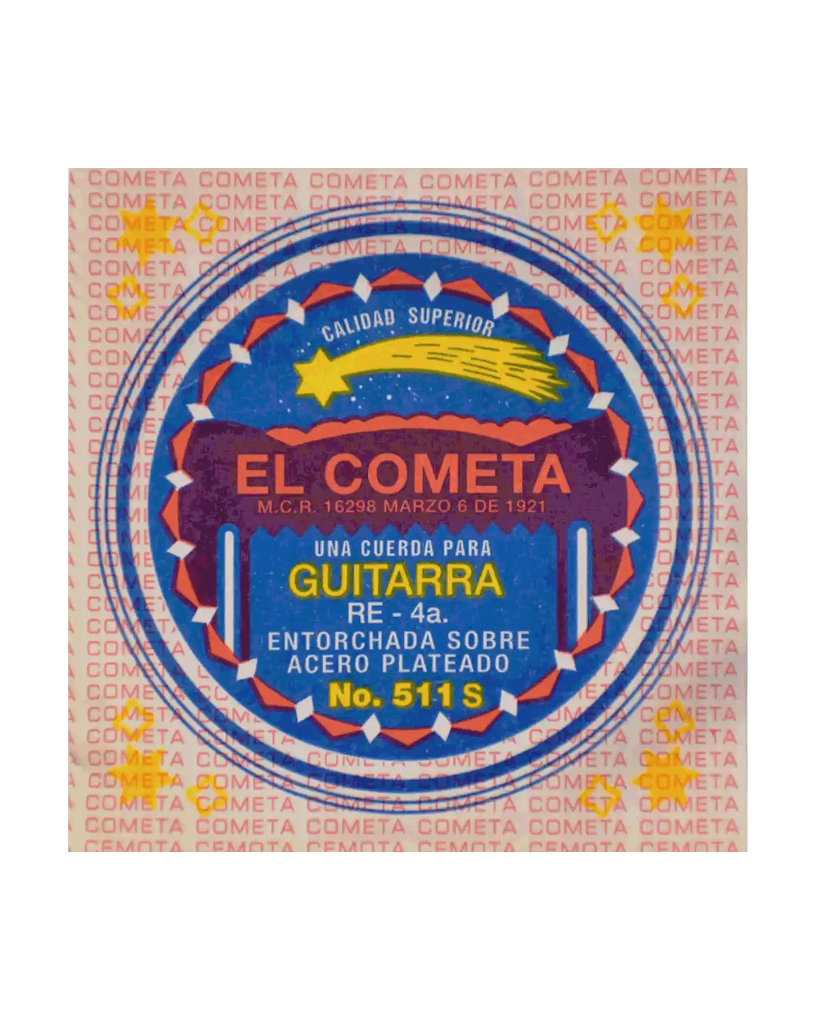 Cuerda El Cometa COGS-511S-6 para Guitarra Acústica, 4a, Entorchado Cobre Plata Sin Borla, 6 piezas