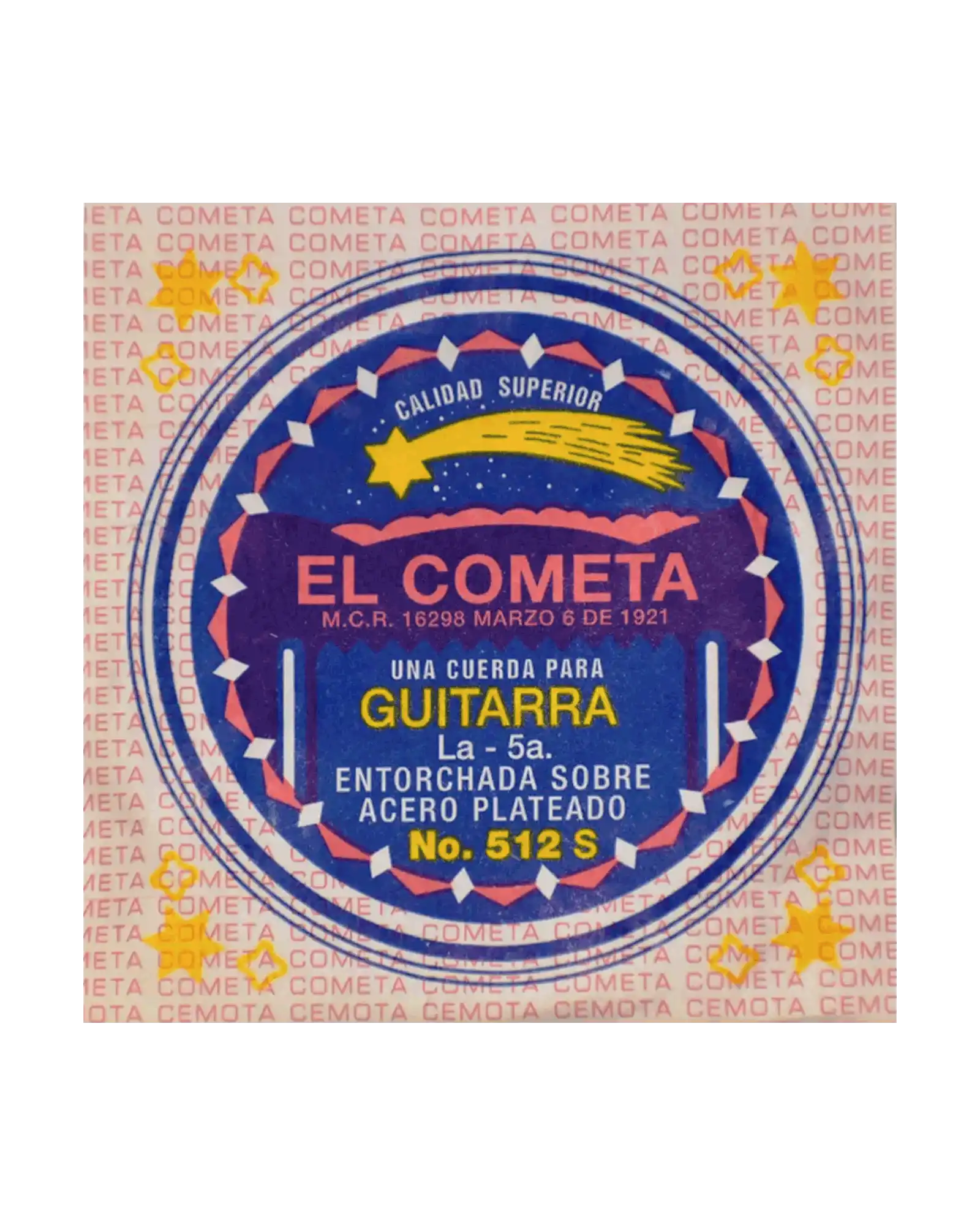 Cuerda El Cometa COGS-512S-6 para Guitarra Acústica, 5a, Entorchado Cobre Plata Sin Borla, 6 piezas