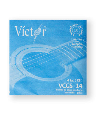 Víctor Cuerda 14(10) para Guitarra Acústica, 4a, Cobre con Borla