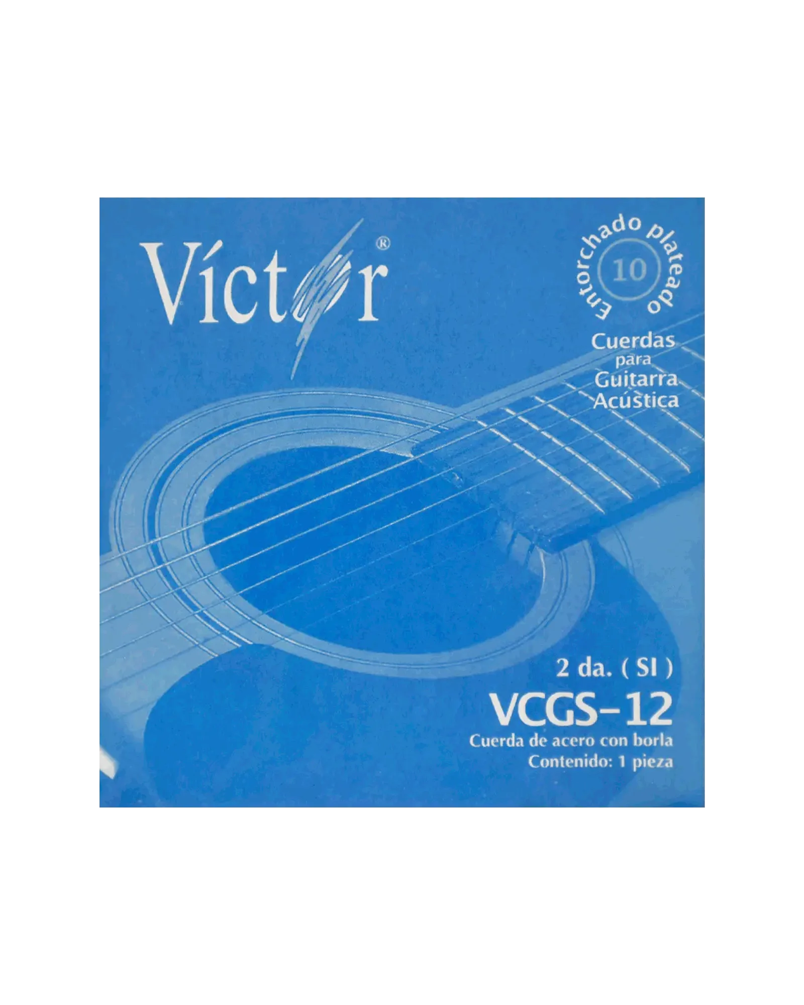 Cuerda Víctor VCGS-12-6 para Guitarra Acústica, 2da, Acero Estañado con Borla, 6 piezas