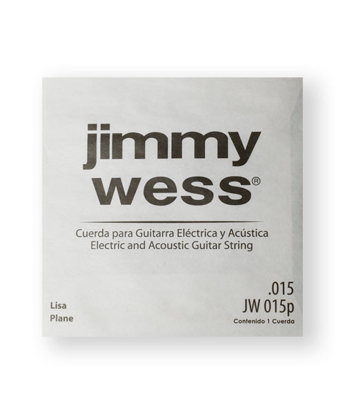 Cuerda Jimmy Wess JW-015P-6 Acero Estañado para Guitarra Acústica y Eléctrica .015 (6 pzas)